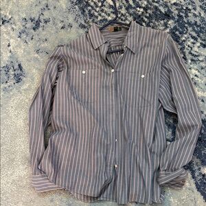 Ralph Lauren Women's Red and Blue Striped Button-Down Shirt